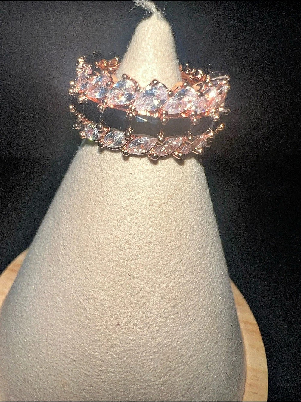 Beyond The Horizon Black Onyx & Cubic Zirconia Ring NWT